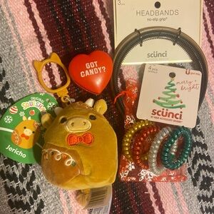 Squishmallow keychain & scunci hair Accessories Christmas lot + mystery squad 🎁
